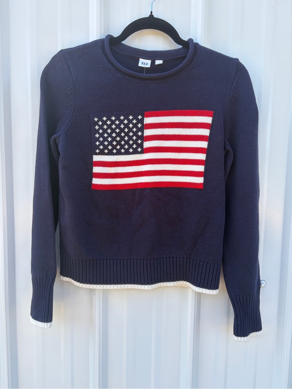 Gap Americana Intarsia Roll-Neck American Flag Oversized Sweater NWT XS USA